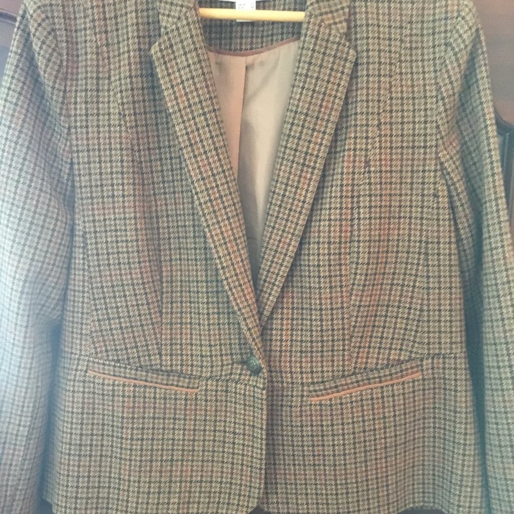 Brown / Tan / Black Plaid tweed Blazer